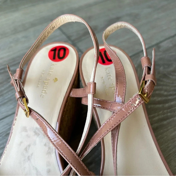 KATE SPADE Talanse Pink Patent Wedge  Platform Sandals - Picture 7 of 14